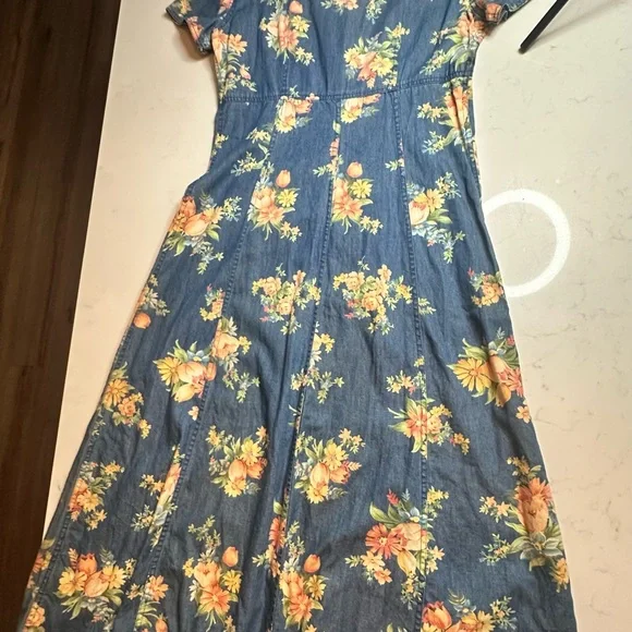 Liz Claiborne Floral Blue Maxi Dress - Picture 3 of 6